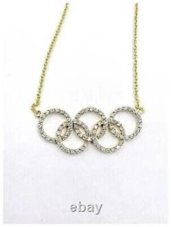 0.50Ct Round Cut Simulated Diamond 14K Yellow Gold Plated Olympic Symbol