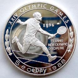 100 YEARS OF OLYMPIC GAMES 1896-1996 SEOUL 1988 BU Proof Medal 40mm Silver B7