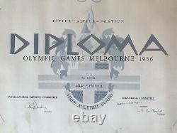 1956 Summer Olympics Melbourne PARTICIPANT Diploma SILVER MEDAL Yugoslav Soccer