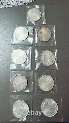1964 JAPAN 1000 YEN TOKYO OLYMPICS COMMEMORATIVE SILVER COINS All 9 COINS