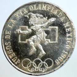 1968 Mexico XIX Olympic Games Aztec Ball Player BIG 25 Pesos Silver Coin i113415