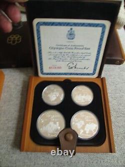 1976 Canada Montreal Olympics Silver 28 Coin Set 7 SERIES OF 4 COINS HOLDER COA