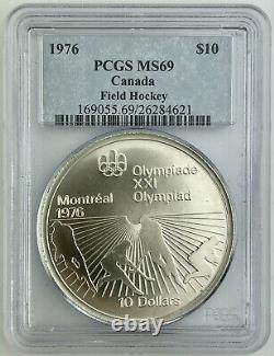 1976 Canada Olympic Field Hockey Silver $10 PCGS MS69