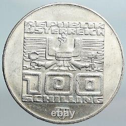 1976 Innsbruck Buildings WINTER Olympic Games AUSTRIA Large SILVER Coin i90097