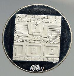 1976 Innsbruck WINTER Olympic Games AUSTRIA PRF SILVER 100 Schilling Coin i94626