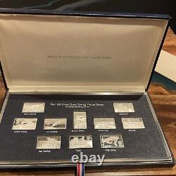 1980 US Solid Sterling Silver Olympic Postage Stamp Set Official Card And COA