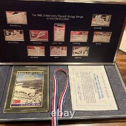 1980 US Solid Sterling Silver Olympic Postage Stamp Set Official Card And COA
