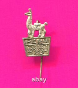 1980 s PERU NOC PIN VINTAGE SILVER OLYMPIC PIN NATIONAL OLYMPIC COMMITTEE PIN