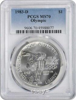 1983-D Olympic Silver Commemorative Dollar MS70 PCGS Mint State 70