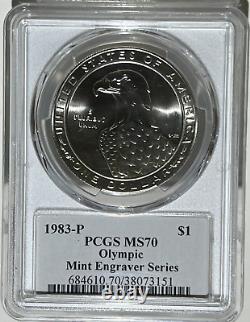 1983 P Olympic Commemorative Silver Dollar $1 Mint Engraver Series Pcgs Ms 70