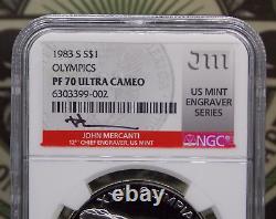 1983 S Los Angeles OLYMPIC Silver Dollar $1 NGC PF70 UC MINT ENGRAVERS #002A