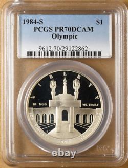 1984 S $1 Silver XXIII Olympic Coliseum Commemorative Pcgs Pf70dcam R4 Top Pop