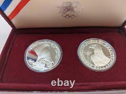 1984 US Silver Olympic 2 Coin Commemorative Set Los Angeles Olympiad Coins U. S