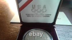 1988 US Mint Olympic Silver Dollars Proof & UNC Box & CoA