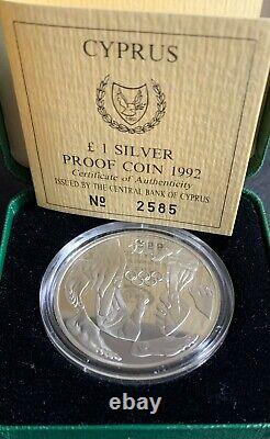 1992 Cyprus 1 Pound Barcelona Olympic Games Silver Proof Coin