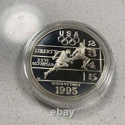 1995P Centennial Olympic Games Cycling Proof Silver Dollar Track Field Lot Of 2