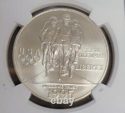 1995 D Atlanta Cent. Olympic Games Cycling Comm. Unc Silver Dollar NGC MS70