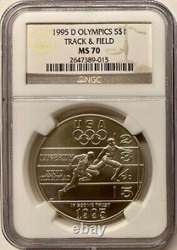 1995-D Olympics Track & Field Silver Dollar NGC MS-70