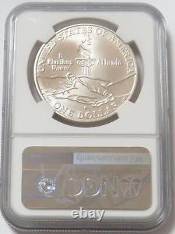 1995 D Silver $1 Olympics Cycling USA Commemorative Coin Ngc Ms 69