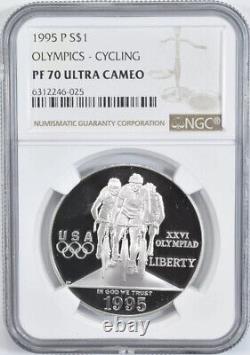 1995 OLYMPICS CYCLING $1 Silver NGC PF70? FLAWLESS QUALITY