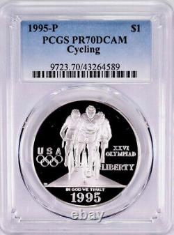 1995 OLYMPICS CYCLING Silver Dollar PCGS PR70? FLAWLESS QUALITY