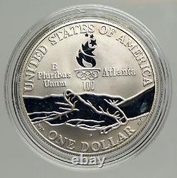 1995 P USA United States XXVI PARALYMPICS ATLANTA Track Prf Silver $ Coin i94219