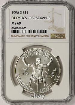 1996-D Olympics Paralympics Modern Silver Commemorative Dollar $1 MS 69 NGC