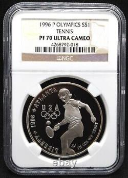 1996 P Olympics Tennis Commemorative Proof Silver Dollar NGC PF70 Ultra Cameo