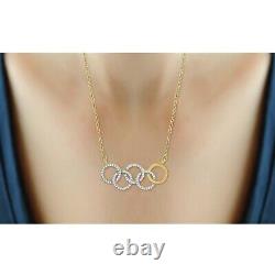 1 Ct Diamond 14K Yellow Gold Plated 925 Silver Olympic Symbol Women's Pendant