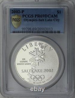 2002-P $1 Salt Lake City Olympics Proof Commemorative Silver Dollar PCGS PR69DC