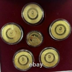 2008 Beijing Olympic Games Fuwa Mascots Gold Silver Plated Bronze Medallions Set