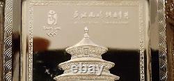 2008 Beijing Olympics SILVER & GOLD BRICK 100g Silver 1g Gold. 999 COA Display C