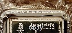 2008 Beijing Olympics SILVER & GOLD BRICK 100g Silver 1g Gold. 999 COA Display C