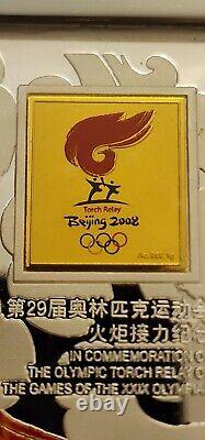 2008 Beijing Olympics SILVER & GOLD BRICK 100g Silver 1g Gold. 999 COA Display C