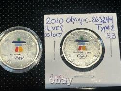 2010 $1 proof SILVER olympic sb and lb colored, loonie rare error varety