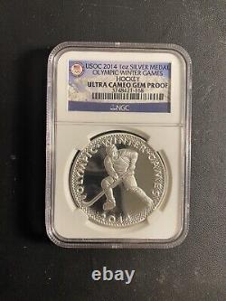 2014 USOC 1oz SILVER MEDAL OLYMPIC WINTER GAMES HOCKEY NGC Ultra Cameo GEM PROOF