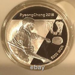 2018 Peyongchang Kora 5000 Ywan Silver Coin Winter Olympics Set 1 8 Coins #75m