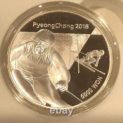 2018 Peyongchang Kora 5000 Ywan Silver Coin Winter Olympics Set 1 8 Coins #75m