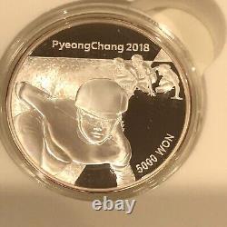 2018 Peyongchang Kora 5000 Ywan Silver Coin Winter Olympics Set 1 8 Coins #75m