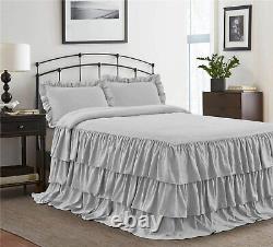 3 Piece 800tc Egyptian Cotton New Ruffle Bed Spread 15 drop all size &color
