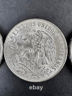 3 x 1968 Mexico XIX Olympic Games AZTEC Ball Player 25 Pesos Silver Coins