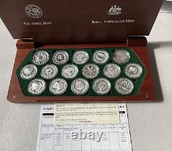 AUSTRALIA SYDNEY 2000 OLYMPIC SILVER COIN COLLECTION. 16 COINS each 1 Oz SILVER