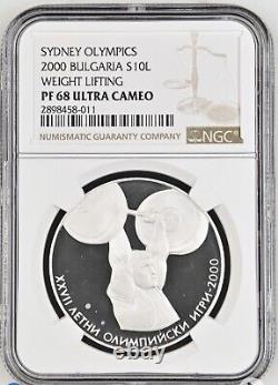 Bulgaria 10 leva 2000 NGC PF68 UCAM Summer Olympic Games Weightlifting Silver