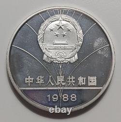 China 5 Yuan 1988, Winter Olympic Games downhill skiing error rare silver coin