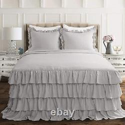 Egyptian Cotton Multi Ruffle Bed Spread with Pillowsham 30 drop all size &color