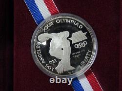 FIVE 1983 US Mint Olympic 90% SILVER Dollar with Original COA & Box