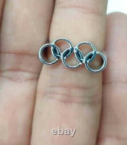 Fine Solid Metal Men's Olympic Ring 14k White Gold Plated Silver