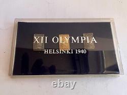 Finland Olympic Games Helsinki 1940 Set of Gold Silver Bronze Badges / Box