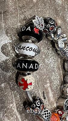 HTF Rare Pandora LE 2010 Winter Olympics Vancouver Canada Maple Leaf Charm Bead
