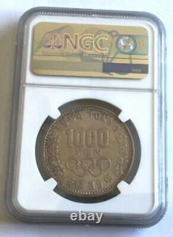 Japan 1964 Olympic Games 1000 Yen NGC MS67 Silver Coin, BU